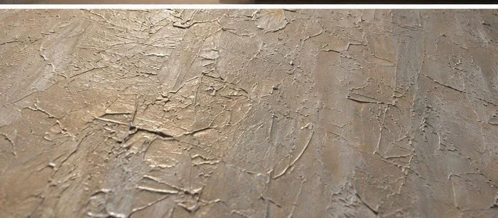 Close detail of the textured taupe ground of Blossom Branch, worked with a palette knife